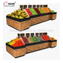 Somos su fuente única para el estante de exhibición de la tienda de alimentos de frutas y verduras de supermercado de madera desde 1998